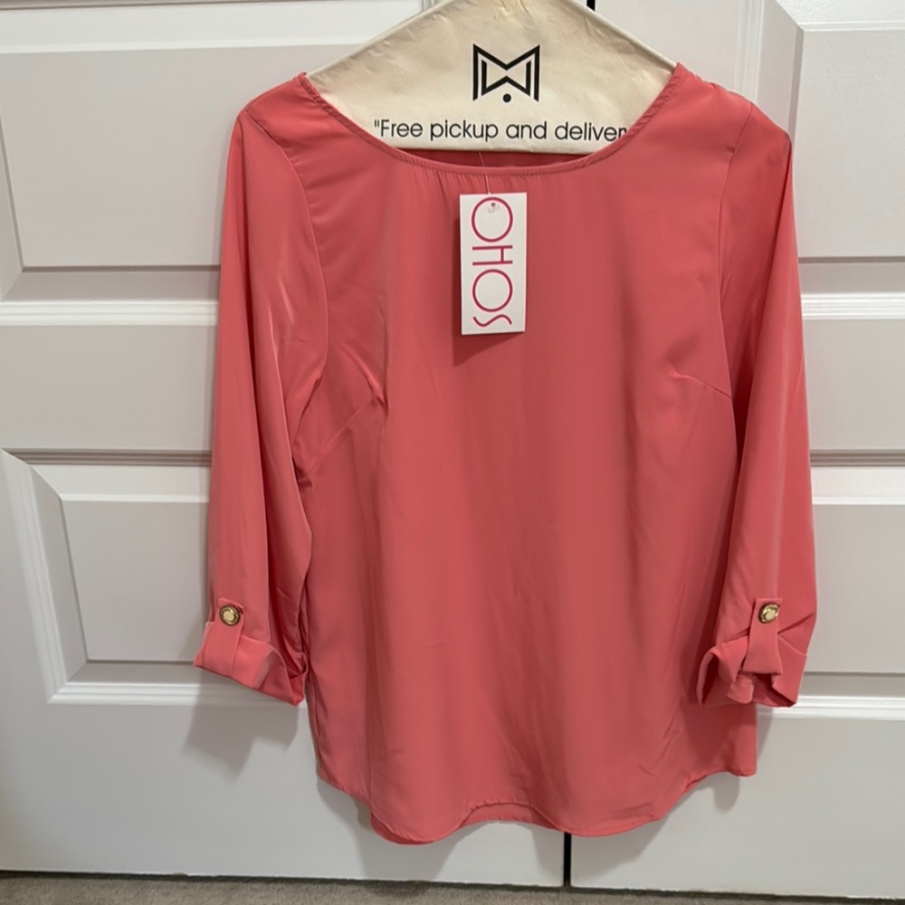 Soho Pink 3/4 Sleeve Relaxed Blouse
